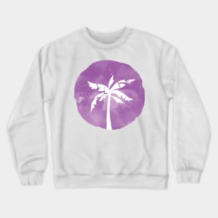 Watercolor Palm Tree Purple Cloud Crewneck Sweatshirt